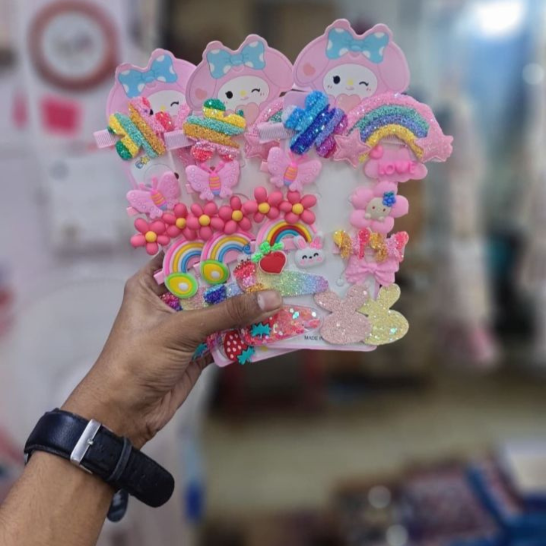 Rainbow glitter kids clip