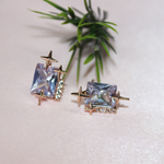 Rectangle rose gold and silver crystal stud