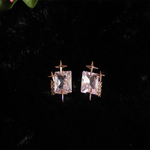 Rectangle rose gold and silver crystal stud