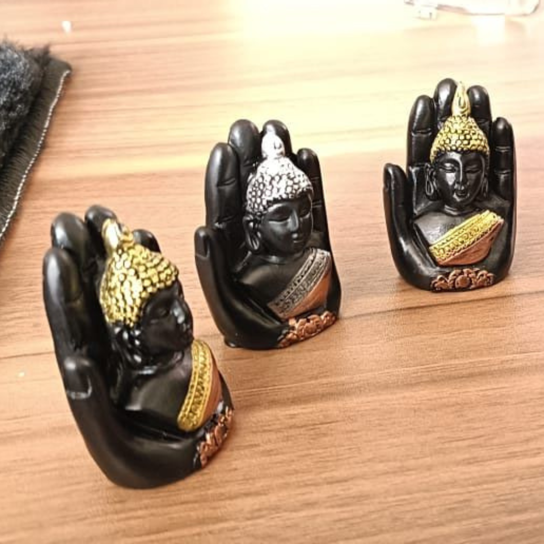 Gold and Silver Finish Hand small buddha Statue