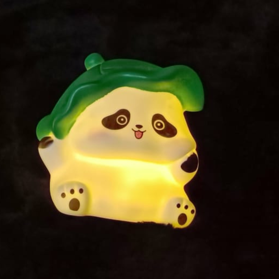 yellow and Green  Hat panda with night lamp