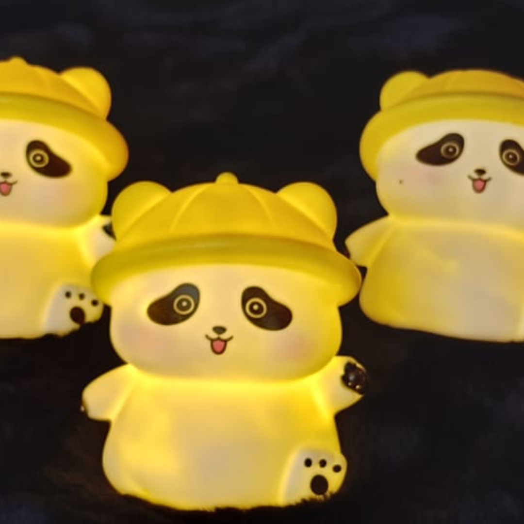 yellow and Green  Hat panda with night lamp