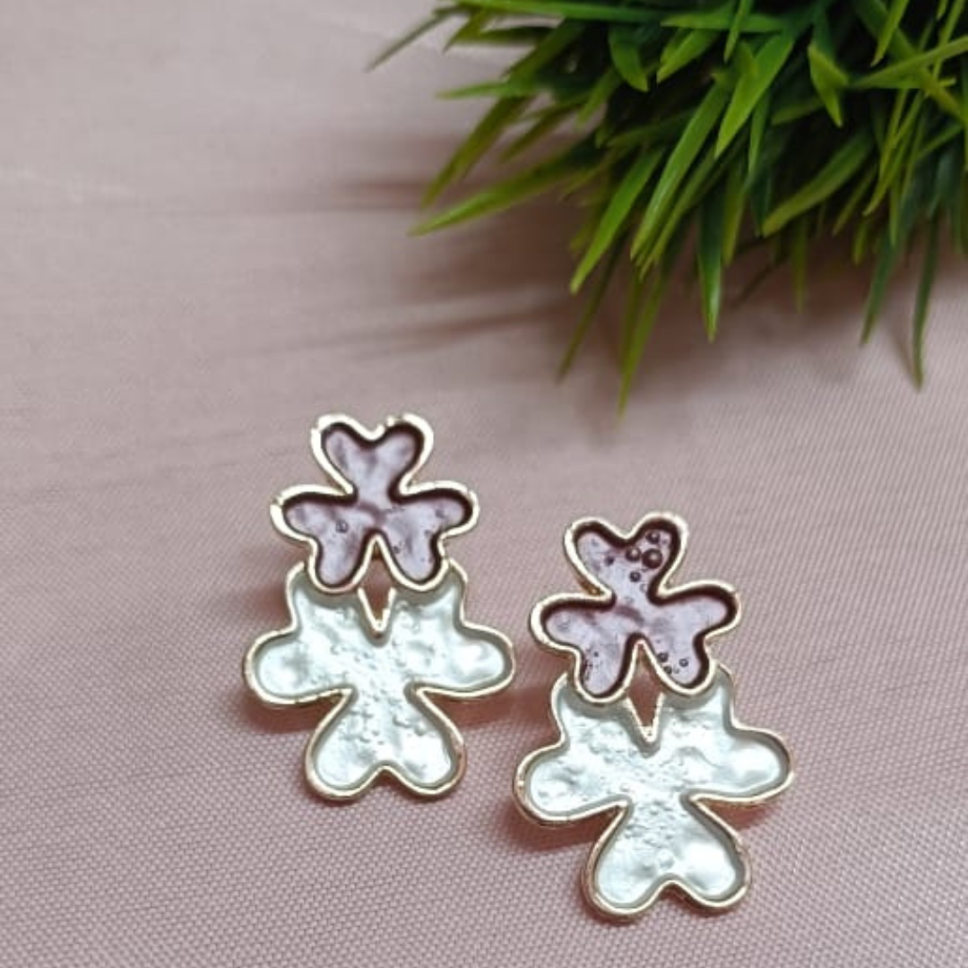 Enamel floral design studs
