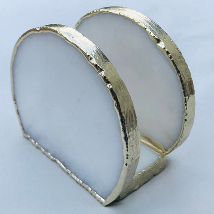 Hand Rounded White Agate Napkin Holder/Natural Stone Napkin Holder/Paper Napkin Holder/Desk Napkin Holder/Picnic Holder
