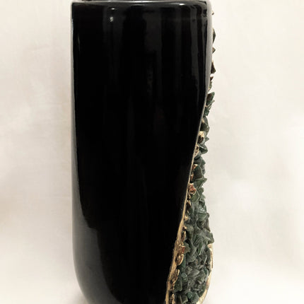 Set of 2 Black Ceramic Vases