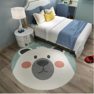 Cute Cartoon Living Room Decoration Plush Carpet Large Area Children Round Rug Fluffy Soft Baby Crawling Mat Home Non-slip Rugs