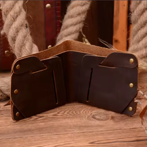 Men’s Punk Handmade Crazy Horse Genuine Leather Wallet