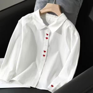 Girls Top Cotton Embroidery Spring and Autumn Falling Shoulders Casual Lace Style Doll Shirt