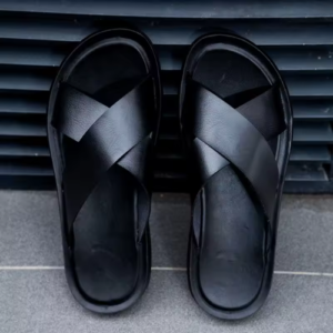 Men’s Italian Leather Summer Sandals – Slip-On Beach Slippers